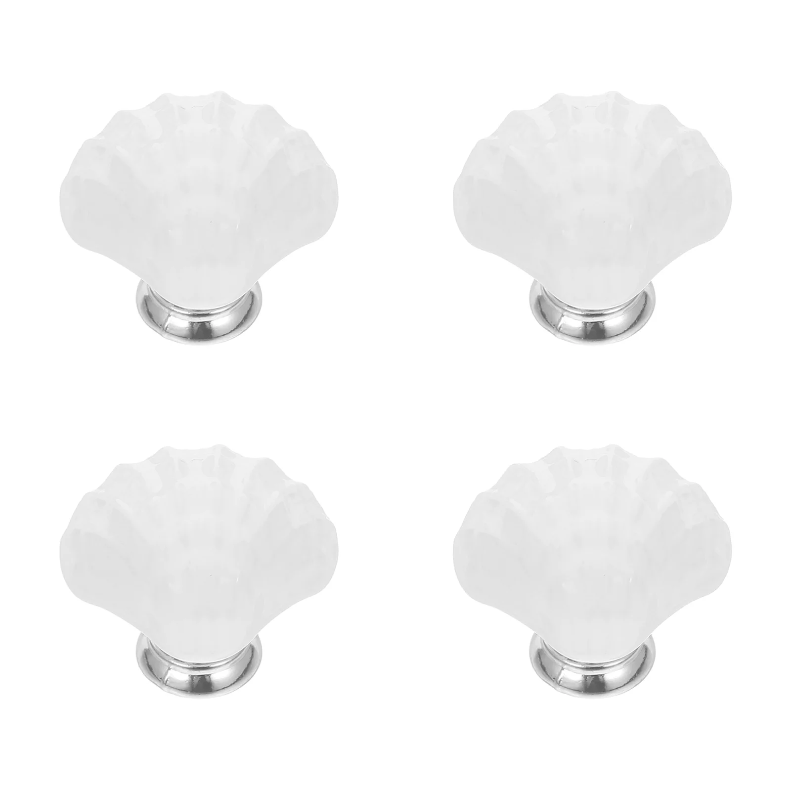 

4Pcs Ceramic Shell Knob for Cabinet Door Drawer Pull Handle Kitchen Wardrobe Furniture Cupboard Use White Stylish Base