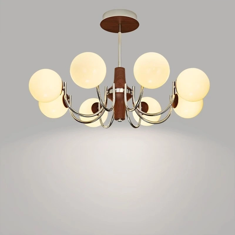 Bauhaus Electroplating Iron Art LED Chandeliers White Glass Ball Hanging Lamp Living Room Bedroom Restaurant Hotel Pendant Light