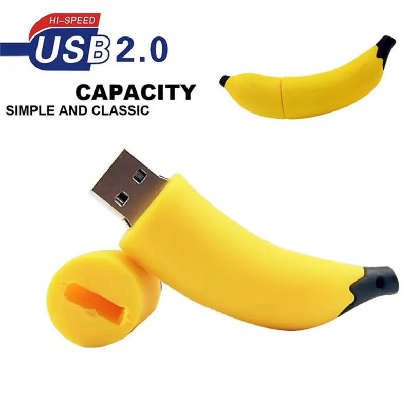 A42Z-Banana Fruit USB 2.0 Flash Drives 64GB Cute Pen Drive 64G Gift Usb Stick Gifts For Kids
