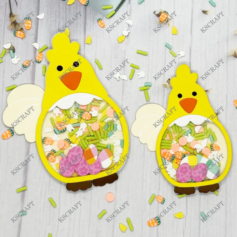 KSCRAFT Cute Chicken Shaker Metal Cutting Dies Stencils for DIY Scrapbooking Decorative Embossing DIY Paper Cards