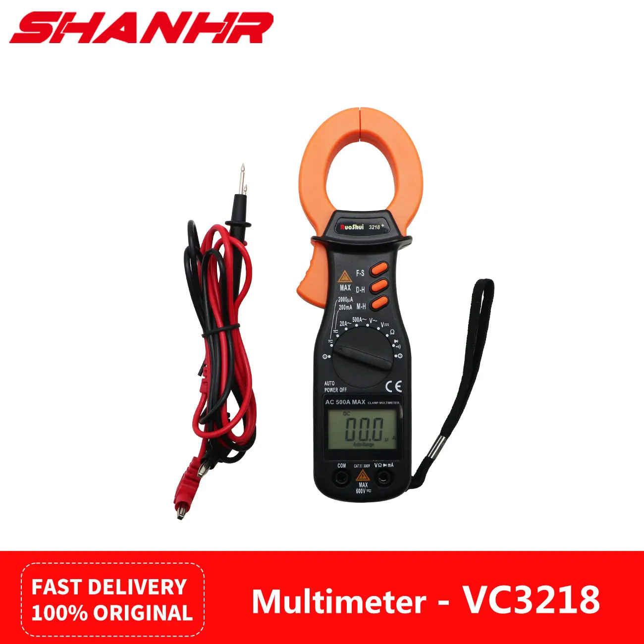 

Цифровой токоизмерительный клещевой мультиметр SHANHR VC3218: измерение AC/DC напряжения и тока, автоматический выбор диапазона, высокоточный цифровой мультиметр