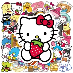 Anime Kawaii Adesivos para Crianças, Decalque, Decorativo, Papelaria, Carro, Laptop, Kawaii, Olá Kitty, Pompom, Purin, Kuromi, 10 Pcs, 30 Pcs, 50Pcs