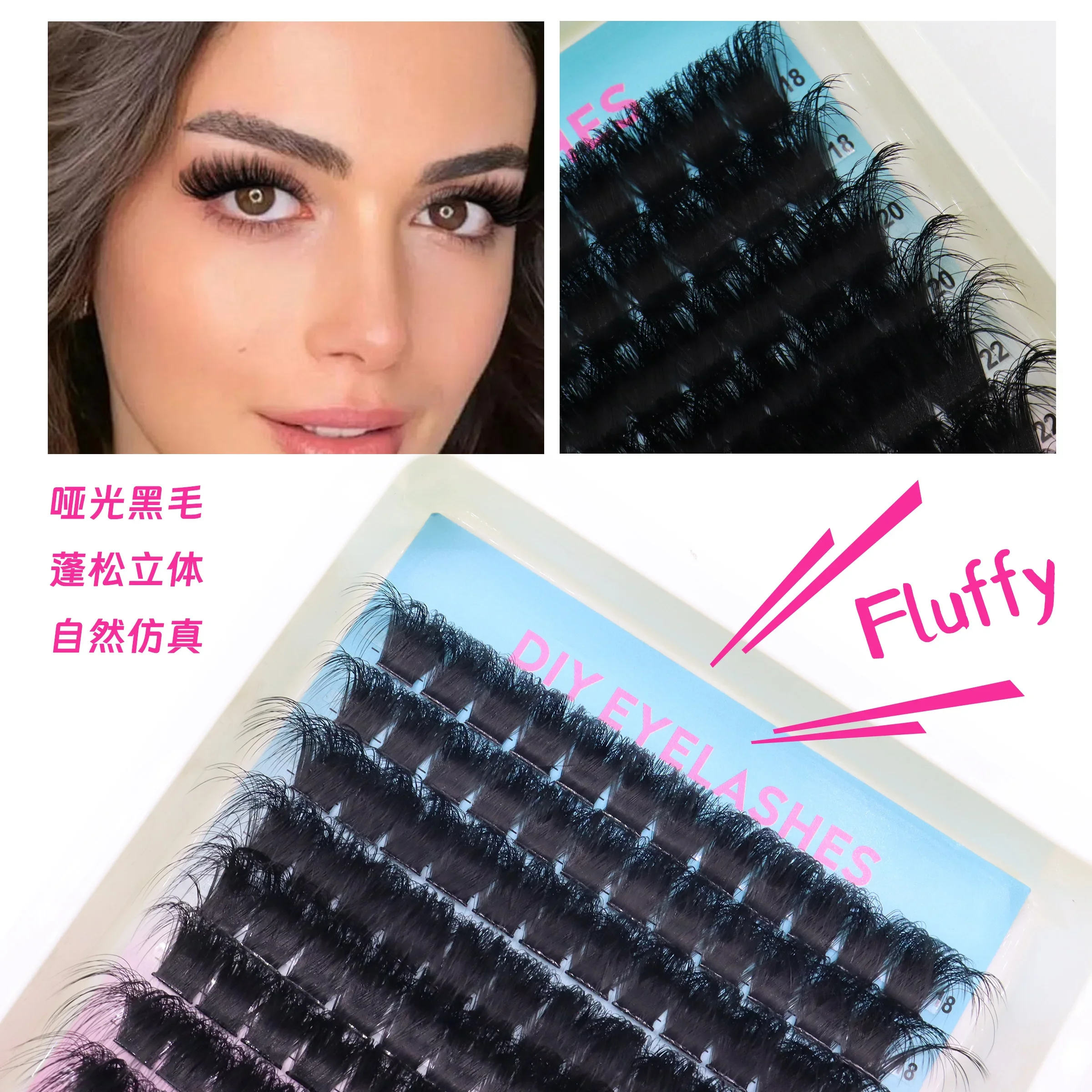 HBZGTLAD 12 Rows 18mm-26mm extra long false eyelashes  sharp and fluffy eyelashes naturally extend and can be reused