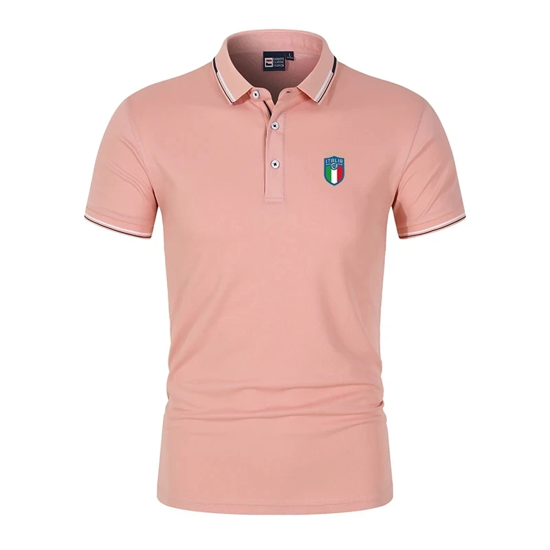 2024Summer new golf shirt men\'s short sleeve casual solid color polo button lapel high quality T-shirt