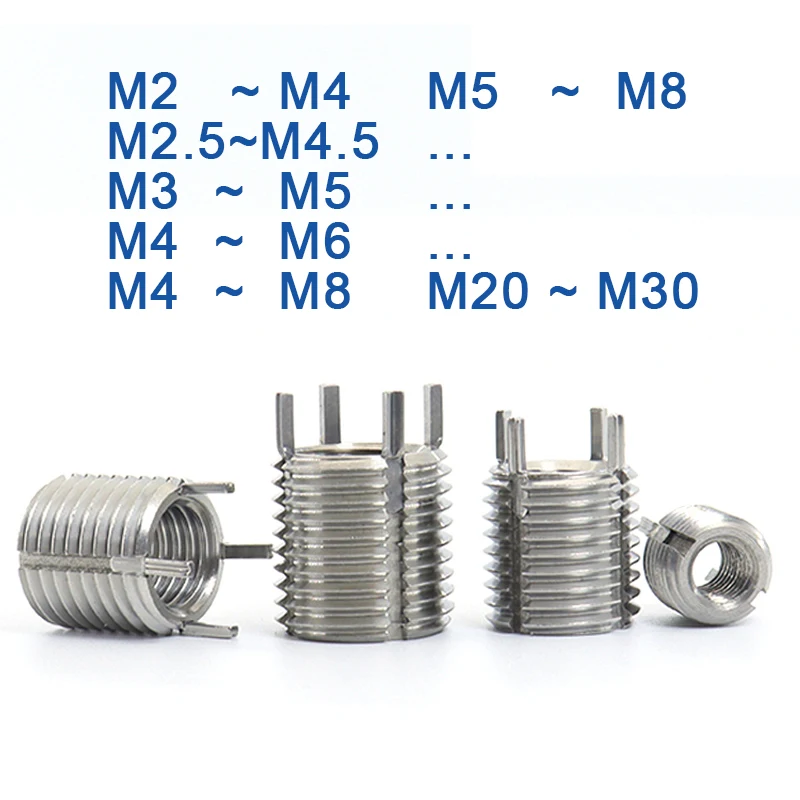 M2-M4 ~ M20-M30 303 Stainless Steel Thread Repair Insert Self-tapping Bushing with Plug Screw Sleeve Nuts