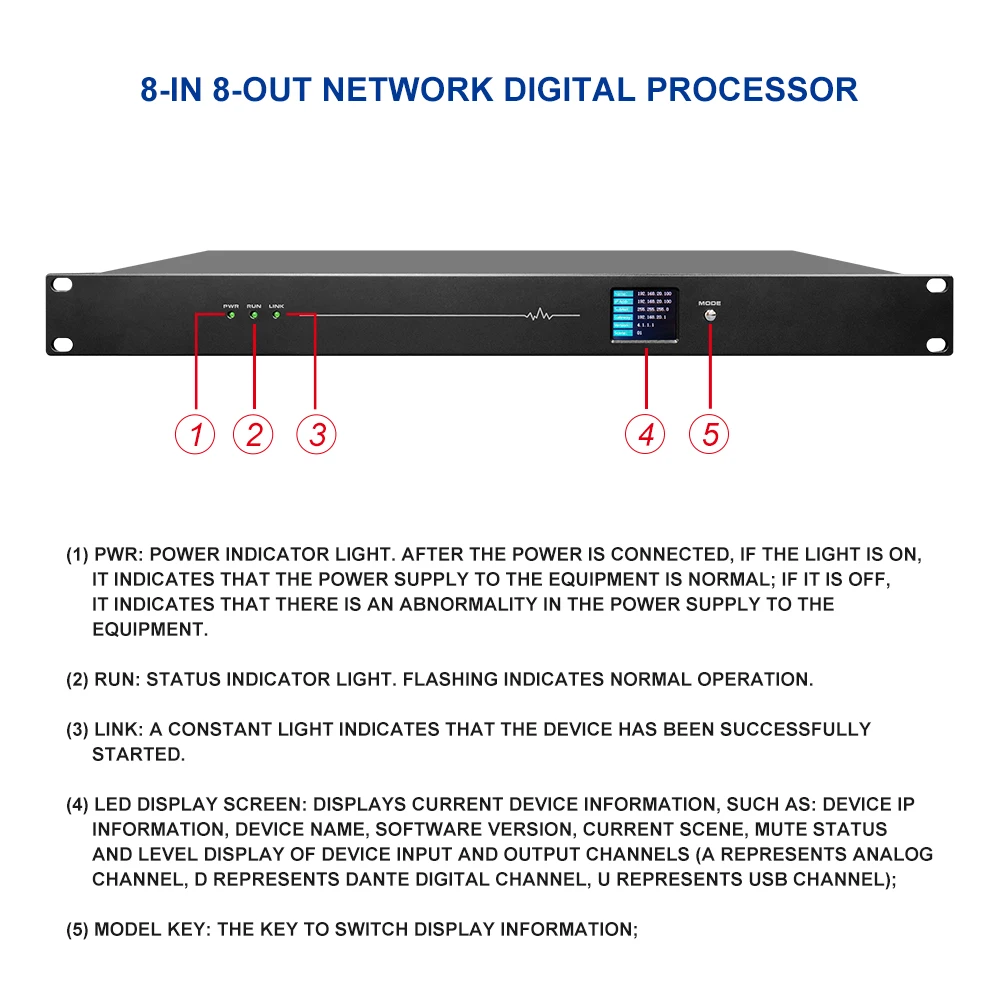 Professional Karaoke DSP Audio Processor, Multi-effect Reverb Mixer for Home KTV Bar Club
