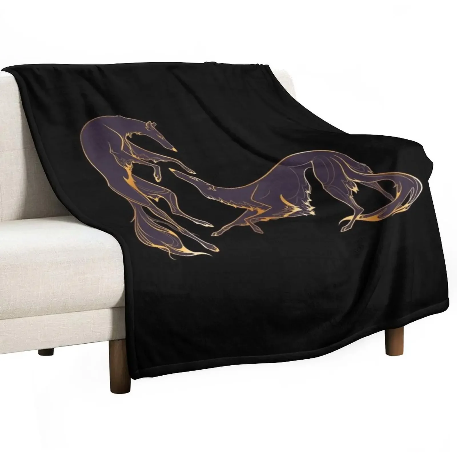 Dancing gold and purple borzoi Throw Blanket Stuffeds Sleeping Bag Bed linens Blankets