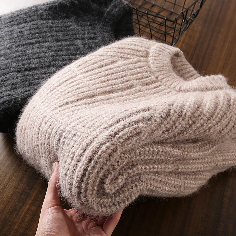 

Thiened 95 Wool Men's Knitted round Ne Sweater Heavyweight No Tag Autumn Winter Warm Casual Long Sve Youth Overhead