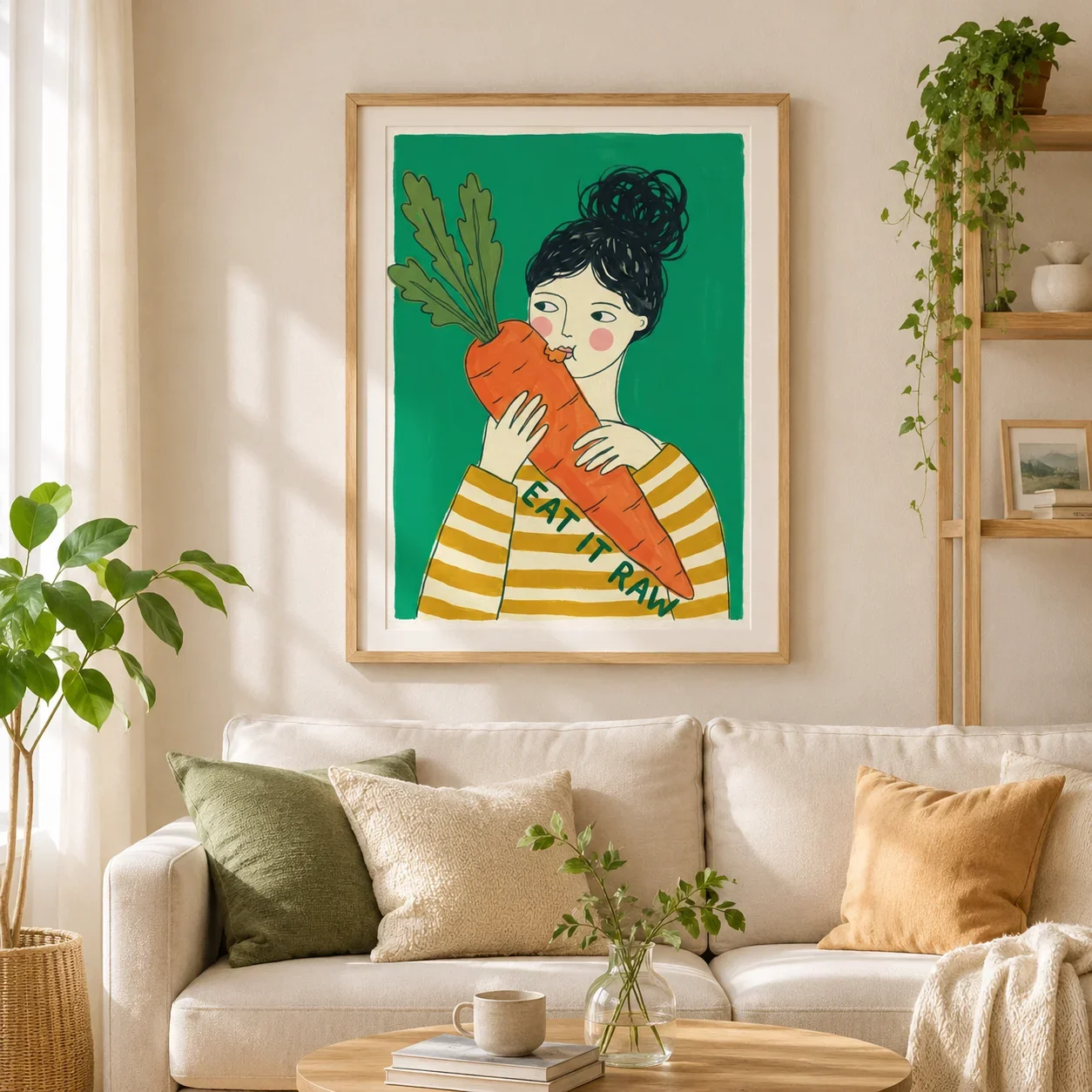 1pc frameless Canvas Painting Eat It Raw Poster,Canvas Wall Print,Modern Art Illustration,High‑Grade Home Decoration Artwork for