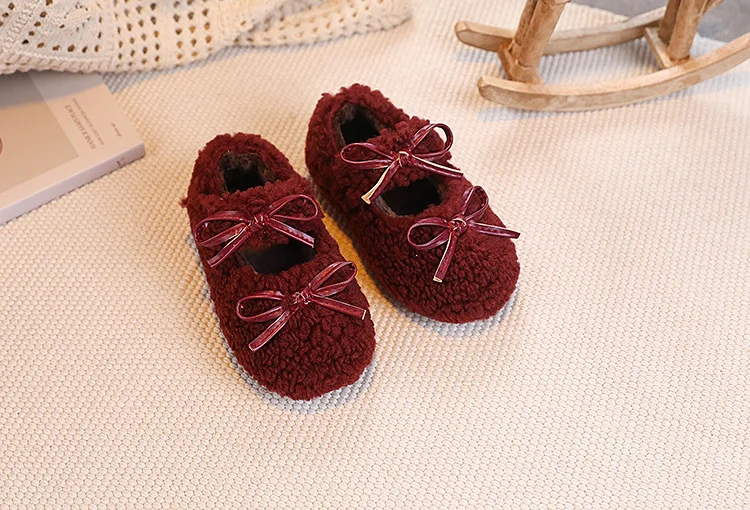 Kinderschuhe Winter Kleinkind Mädchen Mode Prinzessin Mary Jane Party Kleid Ballerinas Kinder Marke Warme Pelz-Schleife Weiche Sohle – Detail 5