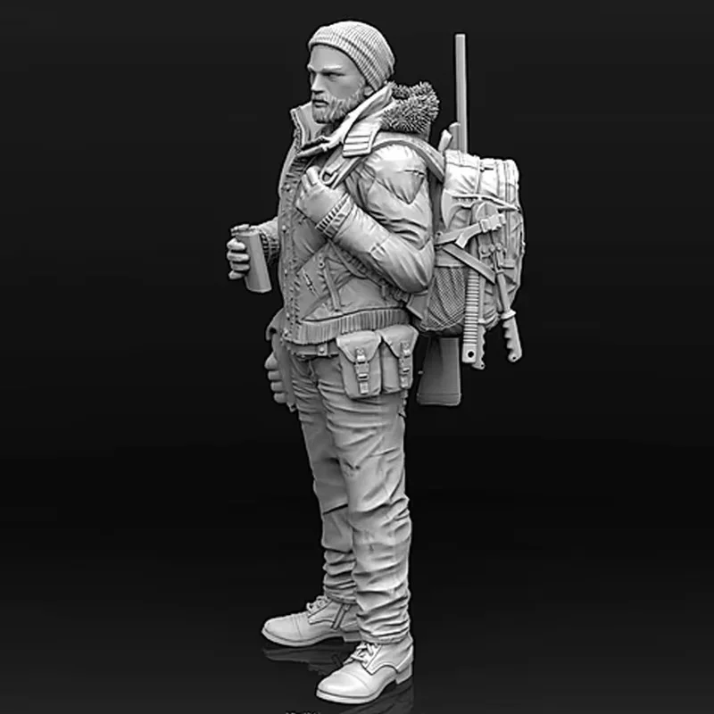 

1/35 Resin Micro Miniature Figure Double Lantern Male Hunter Soldier Gk 3d Printed White Model Kit Unassembled And Unpainted