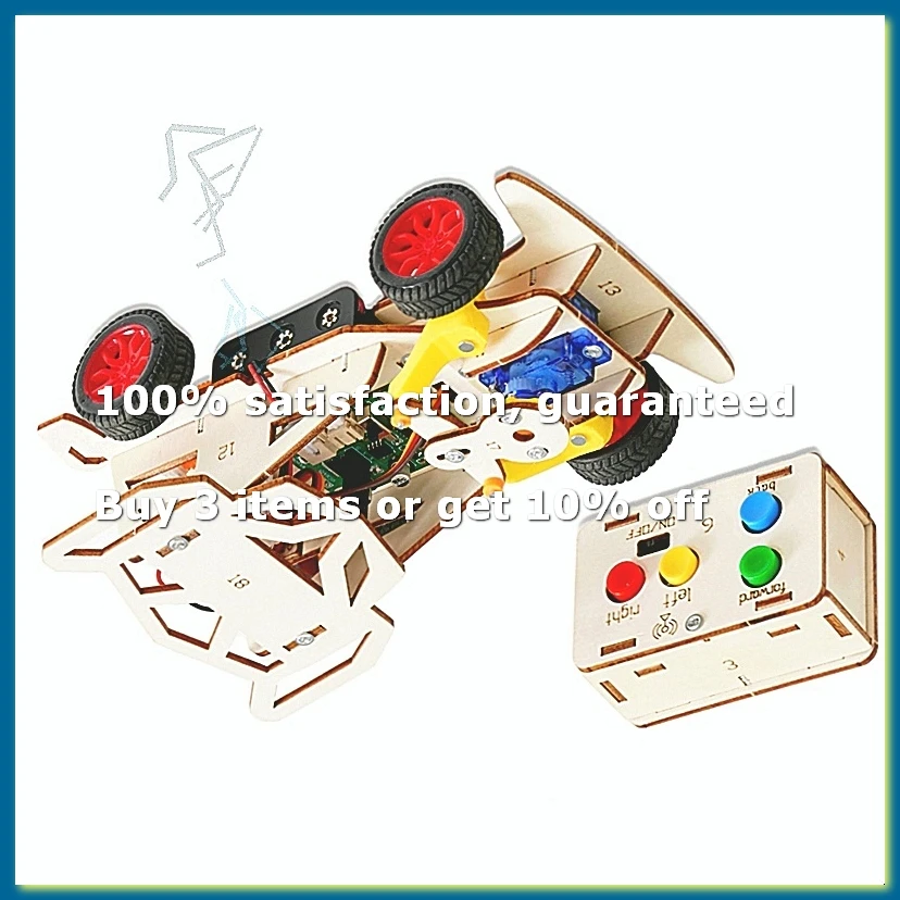 DIY Wooden Remote Control Car Kit Mini Four-Wheel Drive Racing Car Science Experiment Kits for Teen Kids Gifts