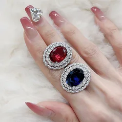 New Luxury Oval Rings for Women with Stone Resizable Designer Jewelry Accessories Vintage Retro Elegant Engagement Wedding Gifts