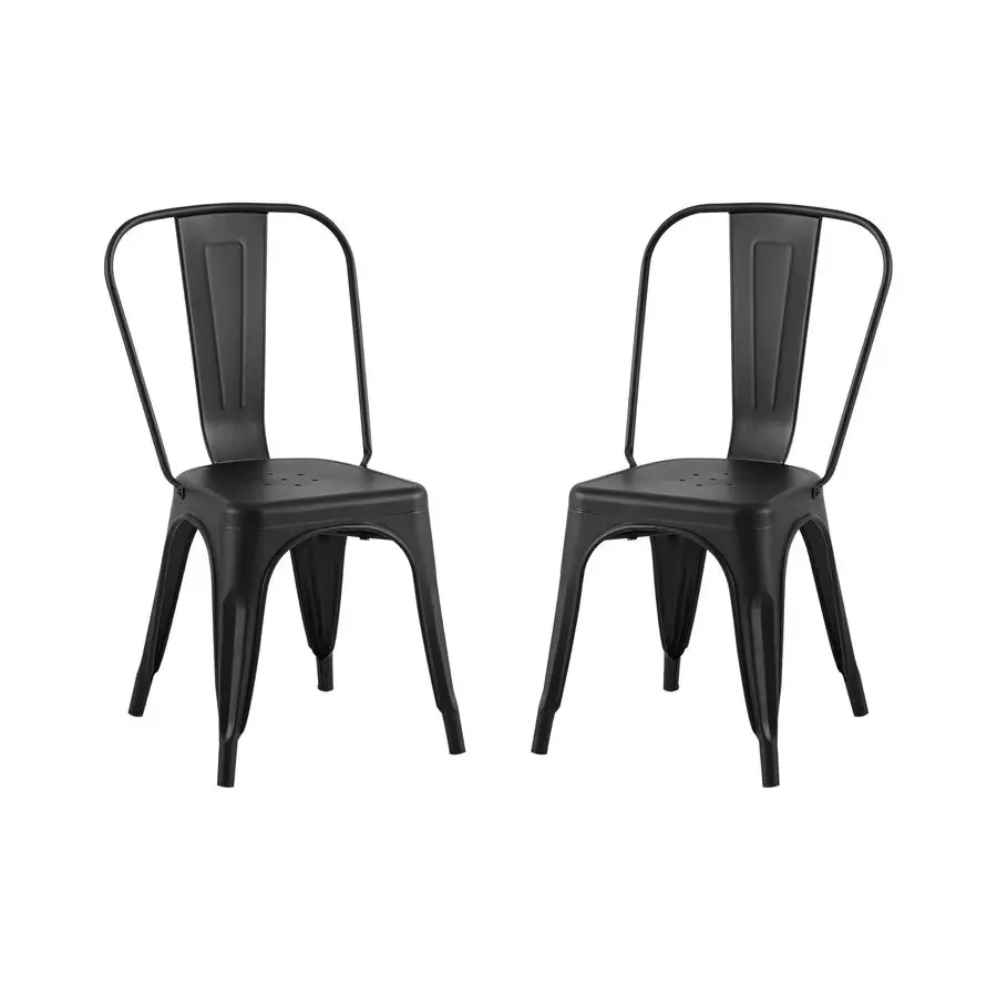 

Pacific Stackable Metal Dining Chairs Set of 2 for Indoor and Outdoor Use, Durable Stacking Seat, Farmhouse Kitchen, Bar, Patio