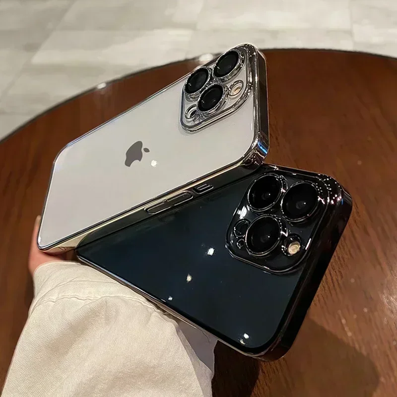 Funda transparente de lujo para iPhone 15, 14, 13, 12, 11 Pro Max, funda trasera de silicona a prueba de golpes, accesorios 15 14 Plus, fundas bonitas y transparentes