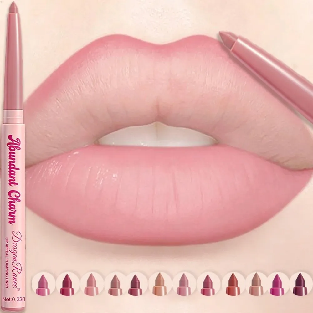 Waterproof Matte Lip Liner Pencil Retractable Design Non-stick Cup Lipstick Pen Smudge-Proof Long Lasting Lip Contouring Pencil