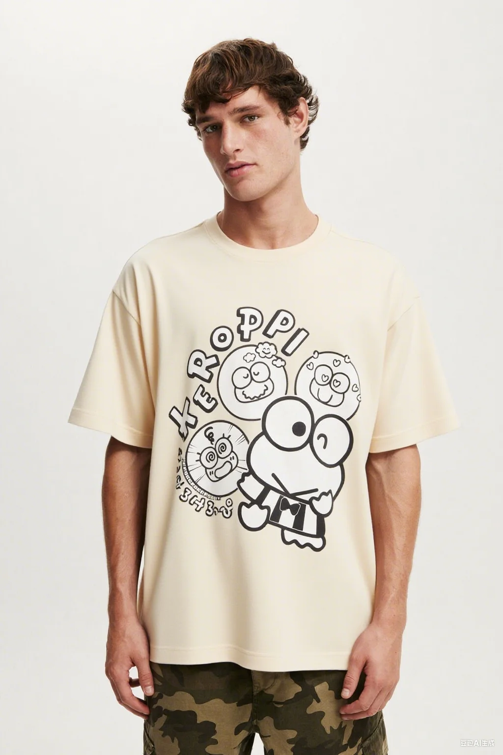 

Keroppi Multiple Expressions Cotton Tee Trendy Printed Brand Pure Cotton T-shirt Short Sleeve Unisex Round Neck Versatile