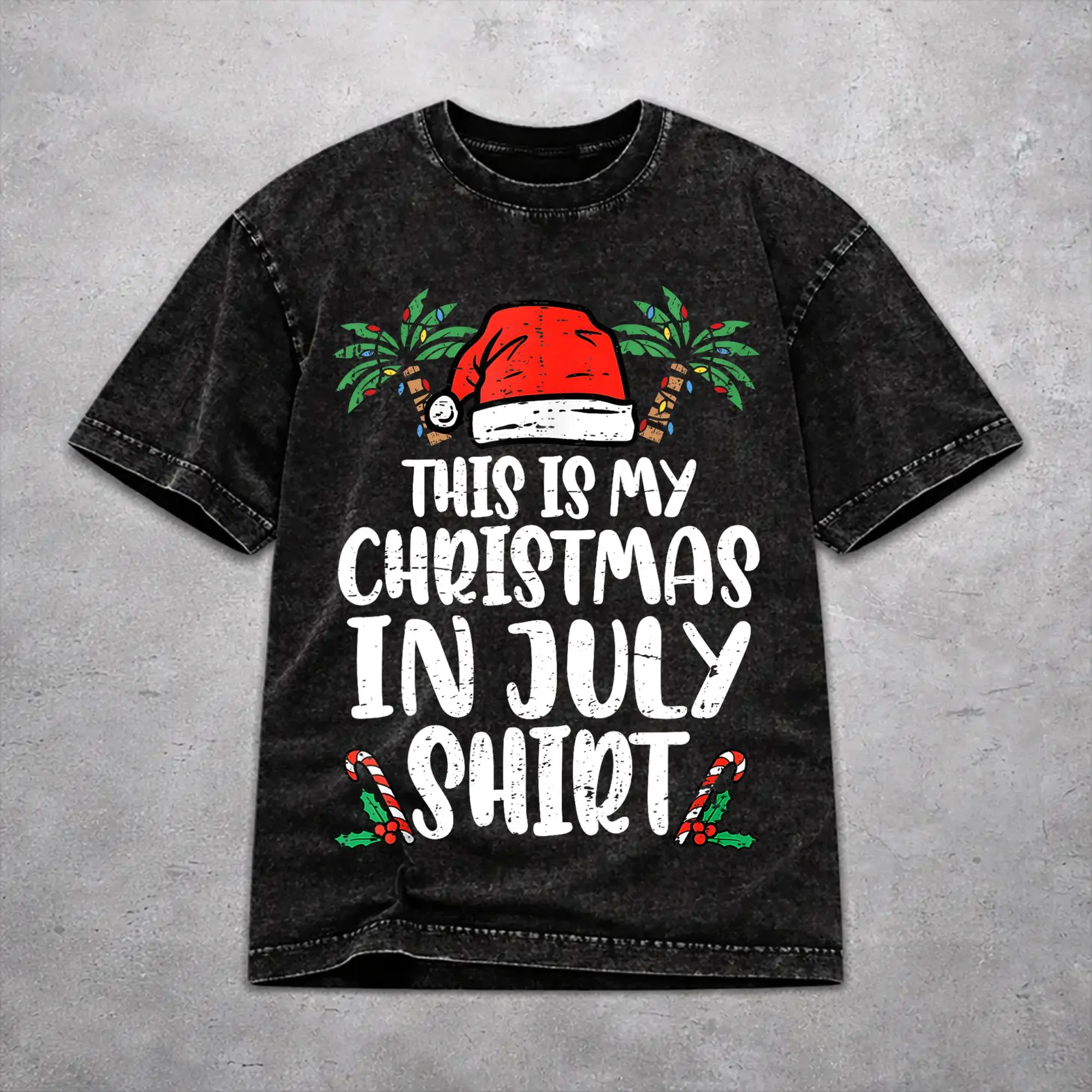 Christmas In July Vacation T Shirt Vintage Style For Men Women Pure Cotton T-Shirts Tee Tops