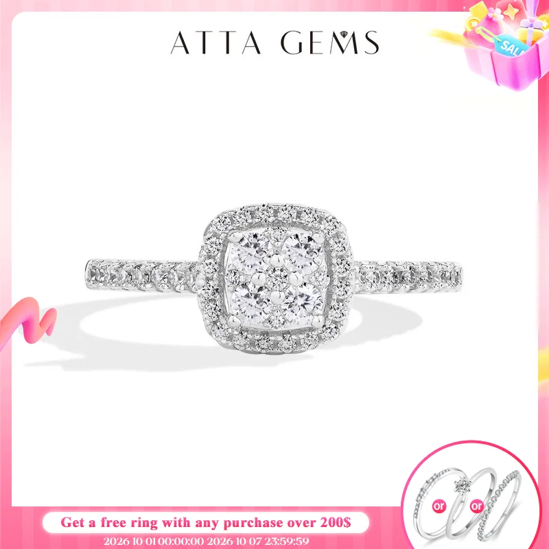ATTAGEMS Clover Moissanite Rings for Women D VVS1 Lab Diamond S925 Silver Engagement Bride Moissanite Jewelry Gift Dropshipping