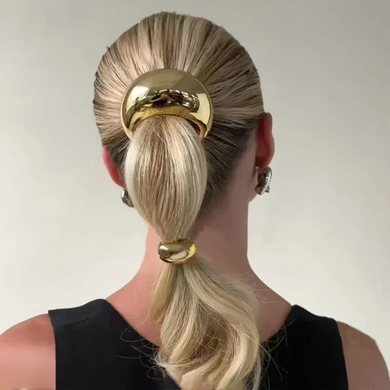 Bandas para el pelo irregulares de Metal Punk para mujer, cintas para el pelo de doble capa, diadema elástica, soporte para cola de caballo, accesorios para el cabello, regalo