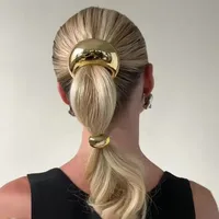Fashion Punk Hair Bands Metal Irregular Double-Layer Elastic Hair Scrunchies Hair Rope Women  Ponytail Holder Hair Accessories