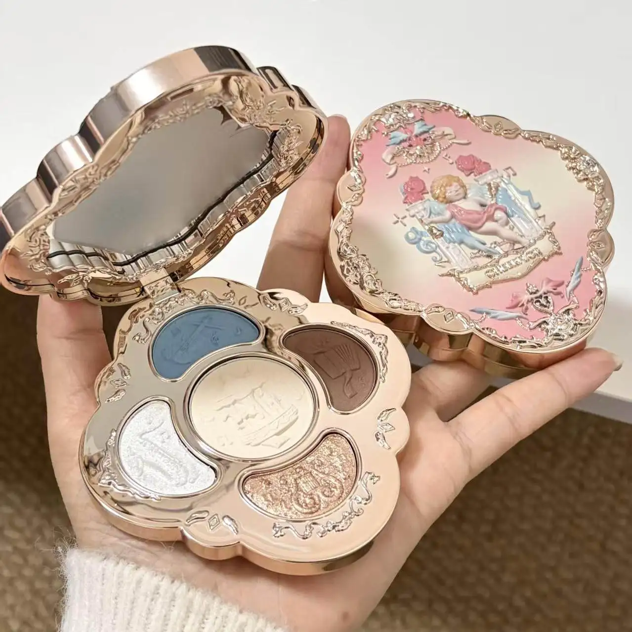 Cheerflor 5Color Eyeshadow Palette, Shimmer Glitter Pigmented Earth Tone Eyeshadow, Matte & Sparkly Multi‑Finish Eye Makeup