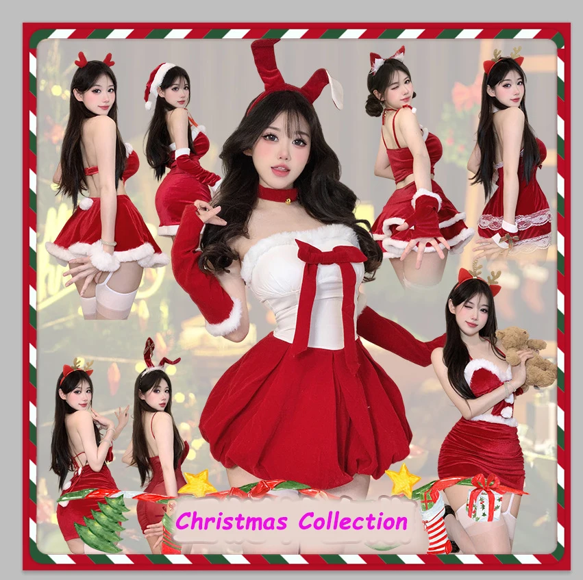 

Plus Size Women Christmas Suit Costumes Adults Lady Sexy Velvet Female Santa Claus Cosplay Xmas Party Fancy Maid Dress Cosplay