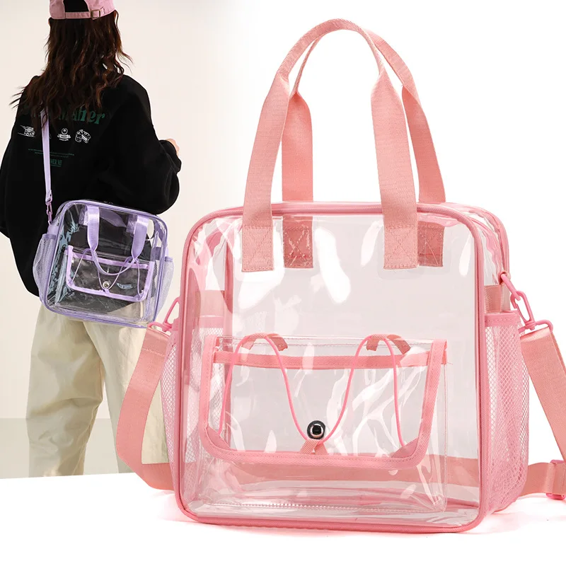 2026 New Transparent Storage Bag Fashionable High Quality Handheld Crossbody Bag Solid Color Large Capacity Travel Storage Bag