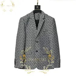 Latest Design Plaid Men Suits Smoking Jacket Tuxedos Blazer Wedding Party Fashion Coat Groom Costume Homme