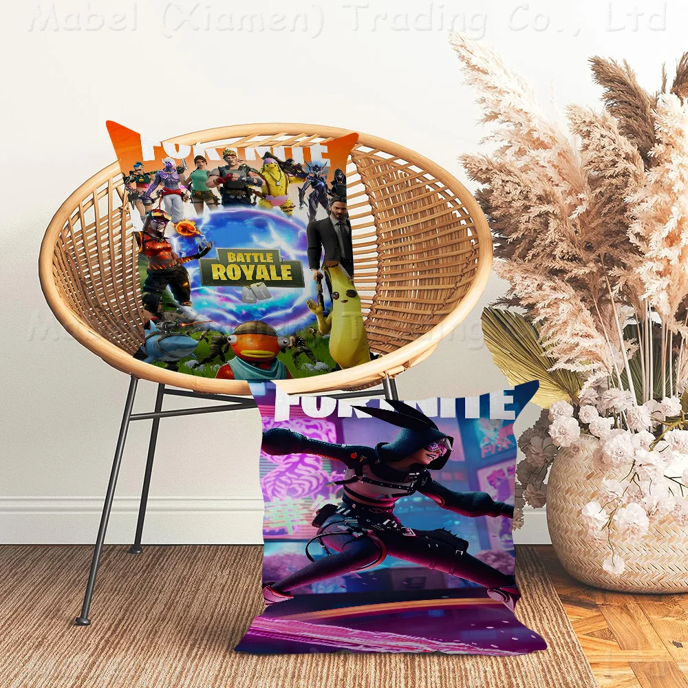 Hot-F-Fortnites-Game Pillow Covers Cartoon Sofa Decorative Home Double-sided Printing Short Plush Cute Cushion Cover