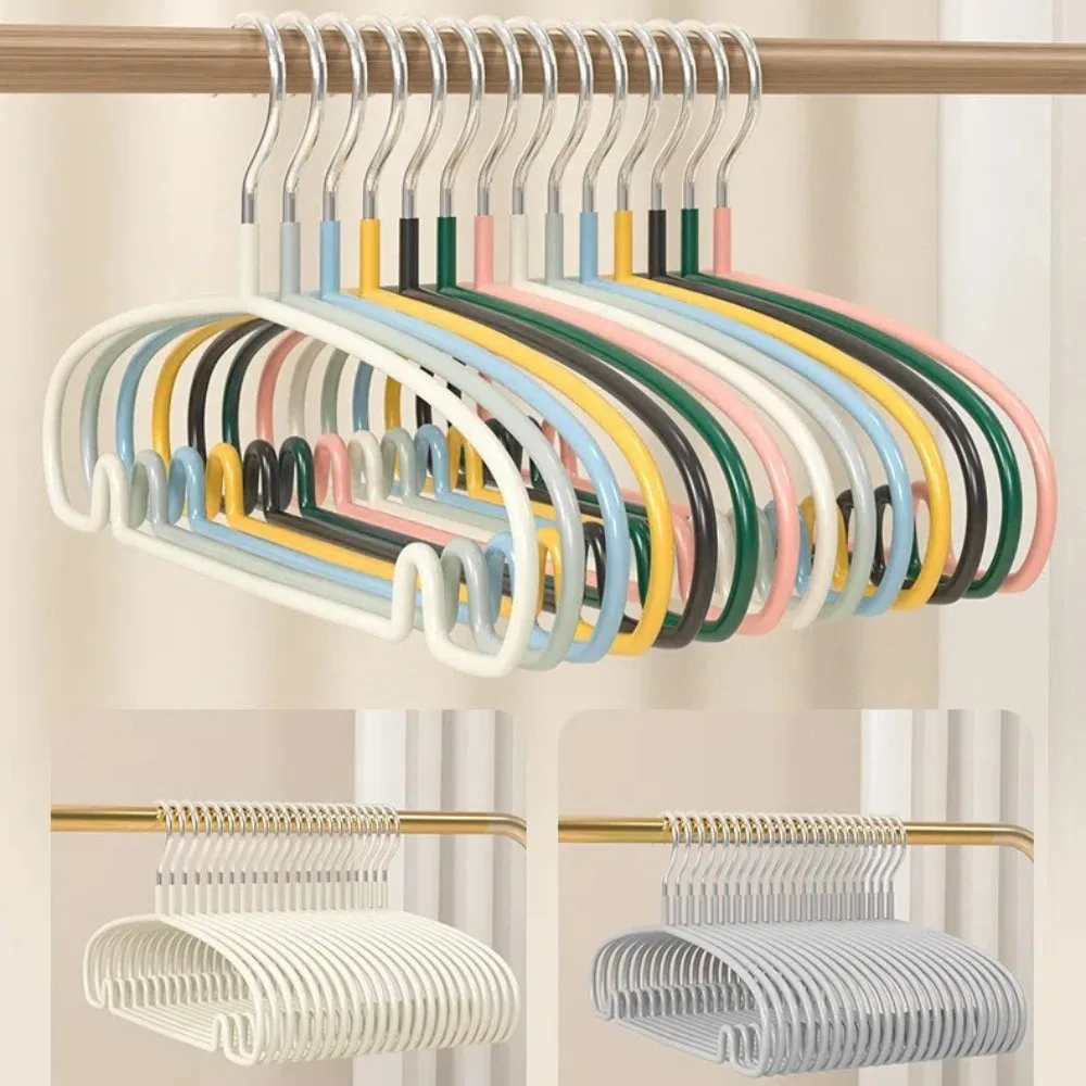 5pcs Clothes Storage Clothes Hangers Non Slip Space Saving Rounded Hangers Seamless No Shoulder Bump Clothing Brackets Pants