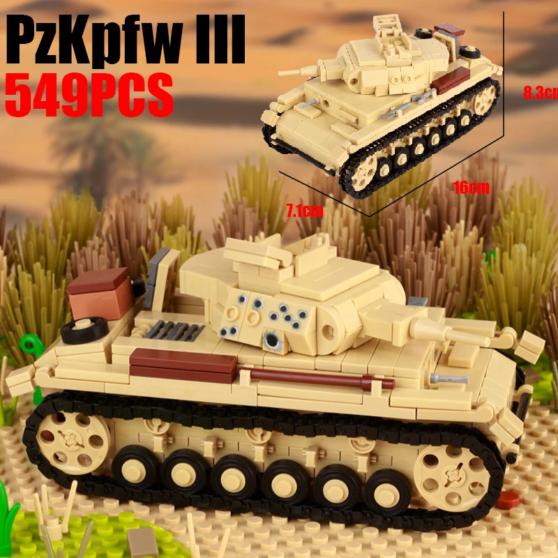 

WW2 German Military Main Battle Tank Model Building Blocks War Scene Armored Vehicle Car Weapons Bricks Assemble Toys Boys Gift