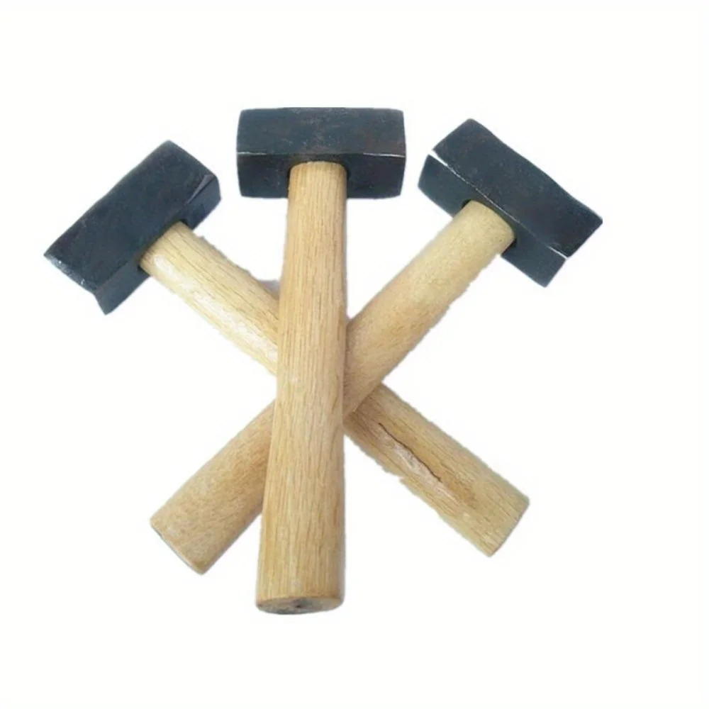 1Pc Forged Steel Masonry Hammer Wooden Handle Heavy Stoning Square Hammer for Construction Masonry Work Tool