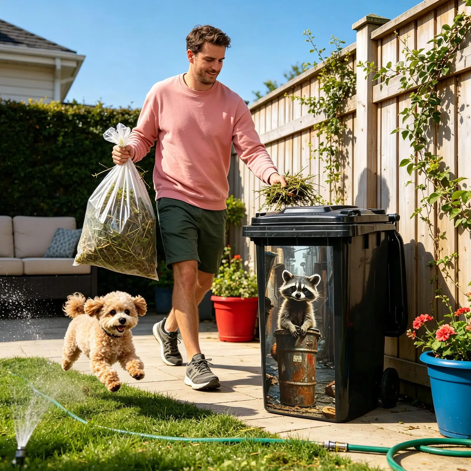 Trash Can Stickers Funny Cartoon Raccoon Garbage Bin Decals Patio Trash Can Stickers For Backyard Garden Public Patio Home