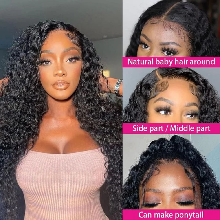 38 Inch Curly  200 Density Human Hair Lace Front Wigs Pre Plucked Brazilian Hair 13x4 Deep Wave Frontal Wig 13x6 Hd Lace Wig