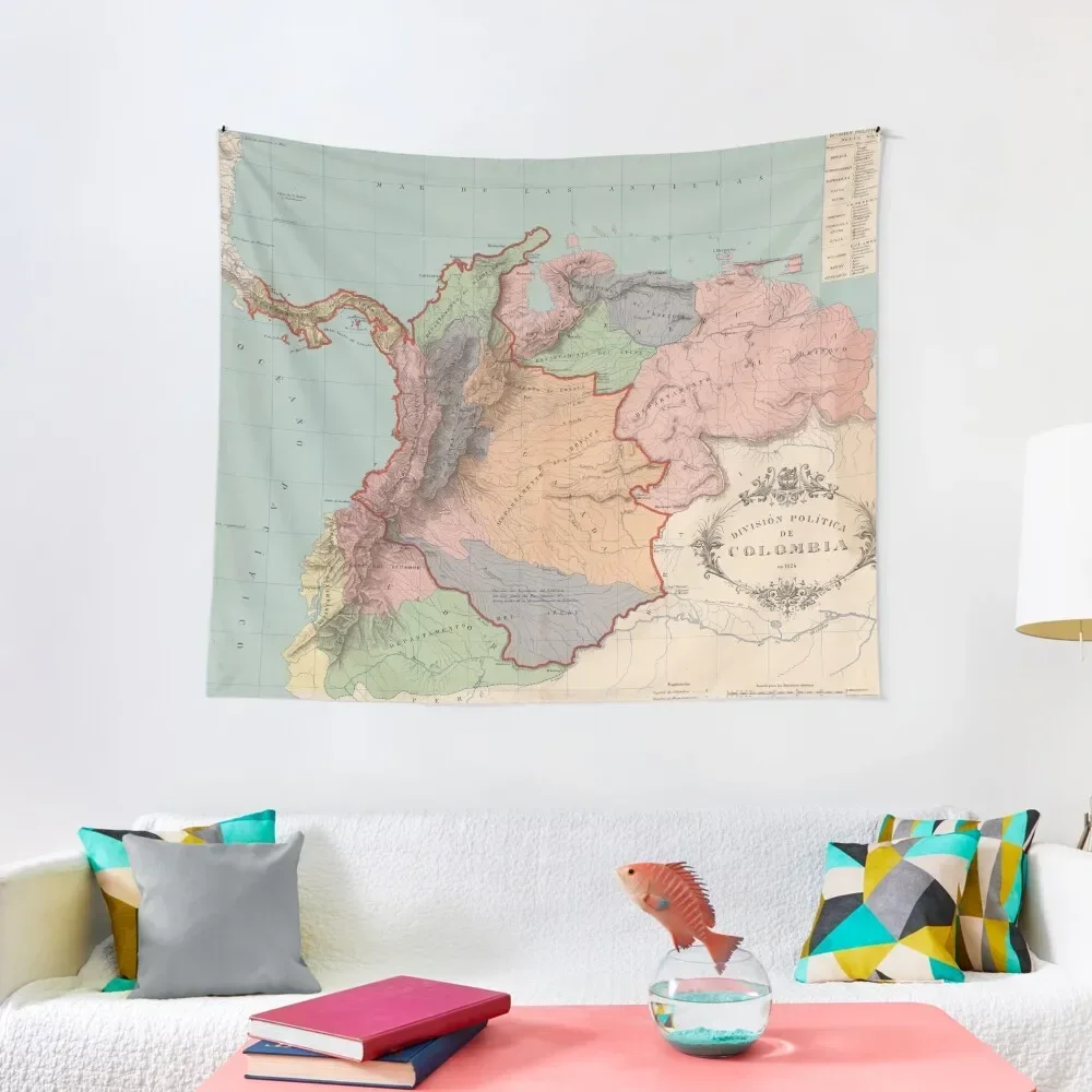 

Vintage Colombia Map (1890) Tapestry Aesthetic Room Decoration Room Decoration Korean Style Tapestry