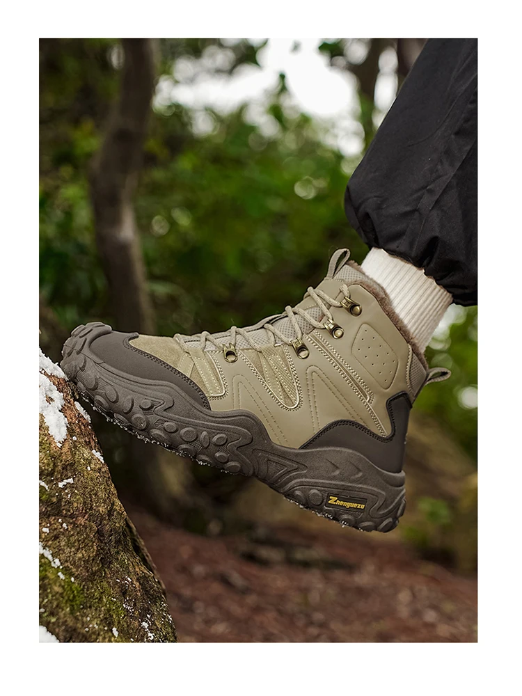 Herbst- und Winter-Herren-High-Top-Schuhe in Übergröße, Outdoor-Fleece-gefütterte Warme Schneesportschuhe, mit Komfortablem und Hautfreundlichem Futter, Hervorragender Griffigkeit, Geeignet für Outdoor-Aktivitäten und den Täglichen Arbeitsweg – Detail 17