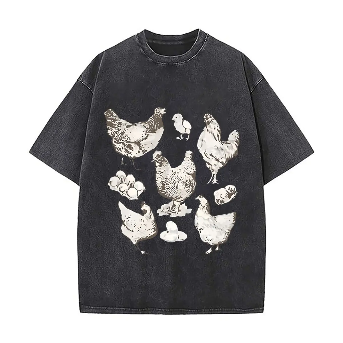 Vintage Farm Chicken Chick Egg Vinyl Wall Decal Washed Distressed Loose Streetwear Tops for City Walks