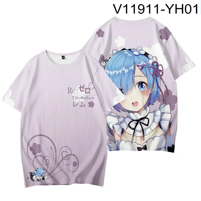 Re:zero 3D Printing T-shirt Men Women  Japanese Popular , Summer Fashion 3 Children Oversize T Shirt Cartoon