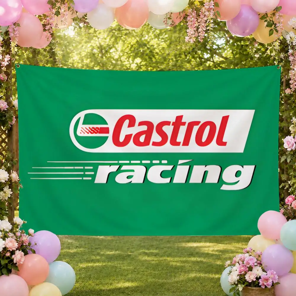 Auto Brand C-Castrol Flags Fan Banner Tapestry Wall Hanging Garage BarDorm Camp Party Outdoor Home Decor Gift