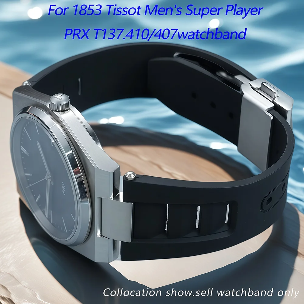Cinturino in silicone convesso a sgancio rapido per Tissot PRX Super Player T137.407 T137.410 accessori per bracciale con cinturino in caucciù da uomo