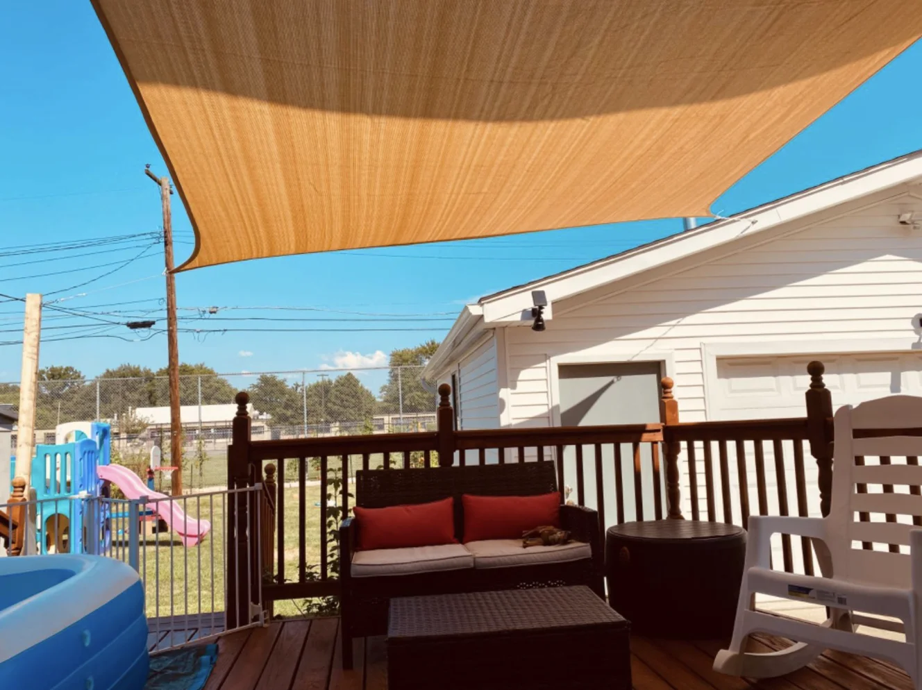 3x2M Rectangular HDPE Waterproof Sunshade Sail, UV Blocking Outdoor Shade, Woven/Printed Pergola Canopy, 185 GSM 5mm Thick