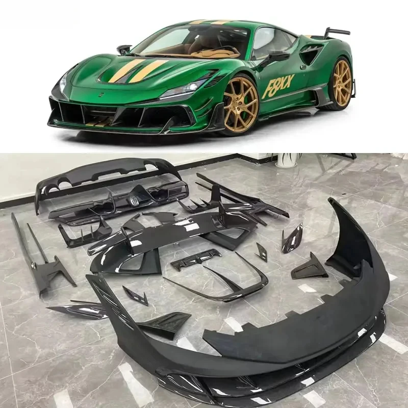 Prime Dry Carbon Fiber Front Lip Diffuser Side Skirts Rear Spoiler Body Kit