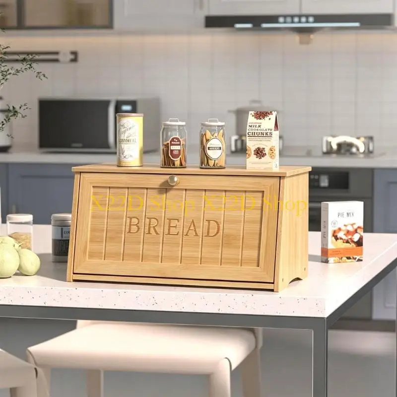 X22D Wooden Bread Storage Bin With Closure Preserves Condition Kitchen Storage