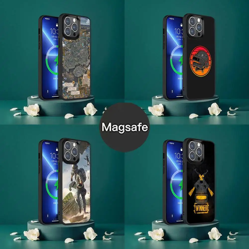 

P-PUBG Game Battegrounds Phone Case For iPhone 17,16,15,14,13,12,11,Pro,Max,Plus,Mini,SE4,E Magnetic Magsafe Wireless Charging