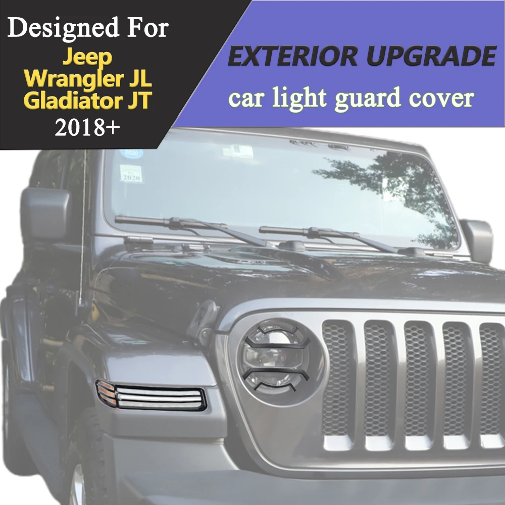 4PCS Headlight Side Fender Marker Lamp Guard Cover Decoration for Jeep Wrangler JL Gladiator JT 2018-2025 Car Light Accessories