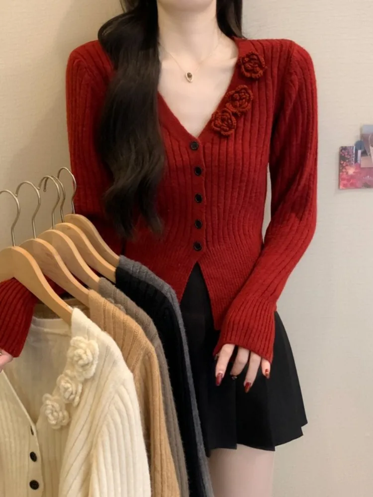 V-Ne Gestrickter Flase irt Damen-Herbst-Winter-Pullover, Strickjacke, weich, dehnbar, für den Pendelverkehr, lang, Swe, warmes Oberteil