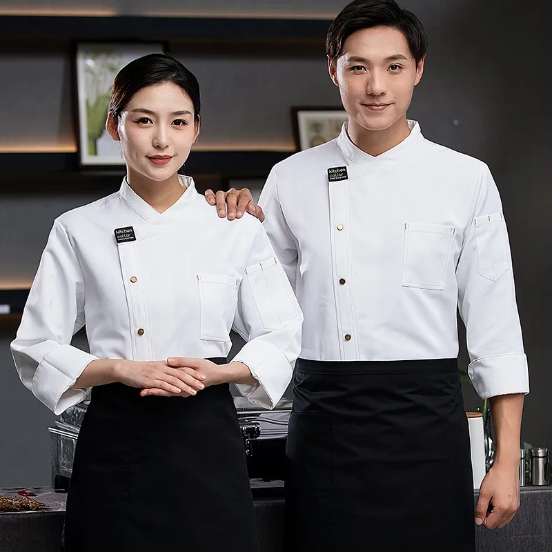 

Chef Overalls Long-Sleeved Men's Autumn and Winter Catering Hotel Restaurant Canteen Chef Set Pastry Baking Cake Tooling