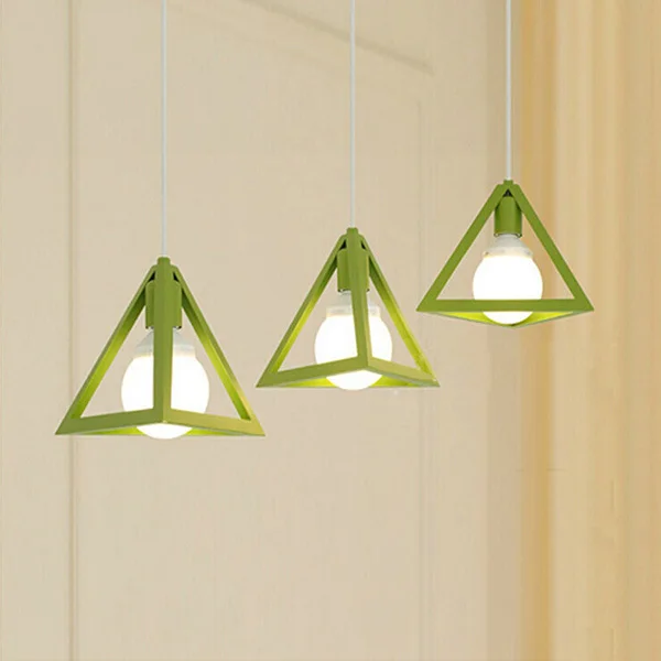 

Vintage Red Triangle Chandelier Industrial Iron Pendant Ceiling Light Adjustable Hanging String for Balcony Study Dining Cafe