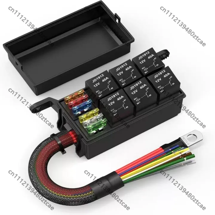 12V 6 Channel Relay Fuse Box Pre-wired Waterproof Relay Case With Fuse Relays